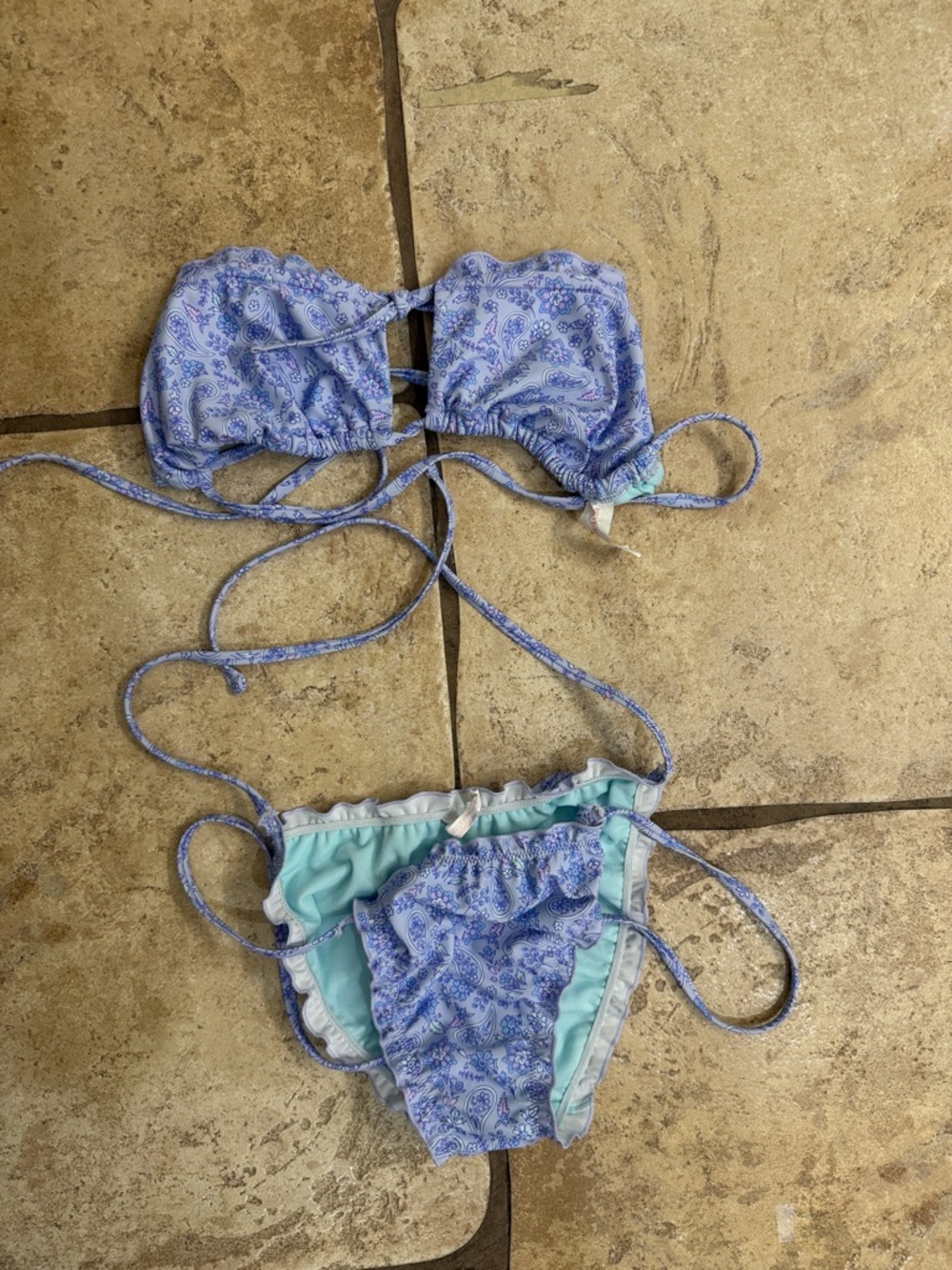 Lavender Paisley Ruffle Bikini Set
